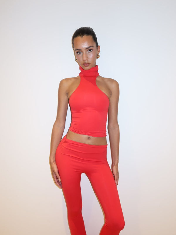 TOP COL ROULÉ ROUGE