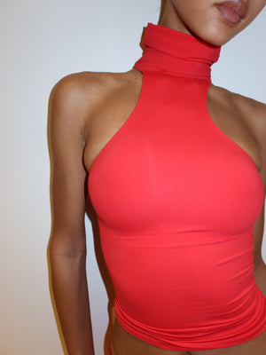 TOP COL ROULÉ ROUGE