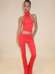 LEGGING ASYMÉTRIQUE ÉVASÉE - ROUGE