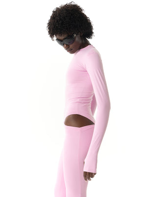 BODY THONG MANCHES LONGUES - ROSE