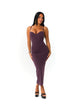 ROBE SABLIER GAINANTE MIDI PRUNE ÉLÉGANTE