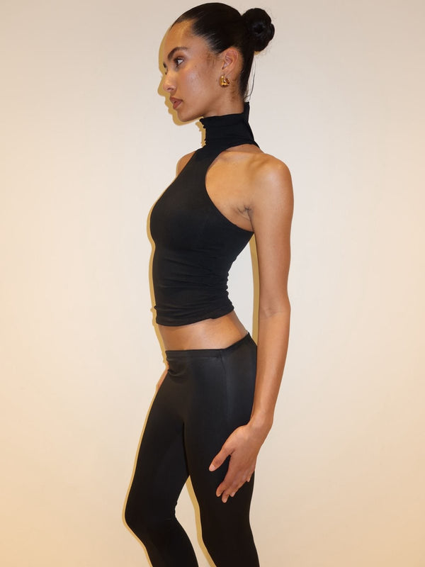 LEGGING ASYMÉTRIQUE ÉVASÉE -  NOIR