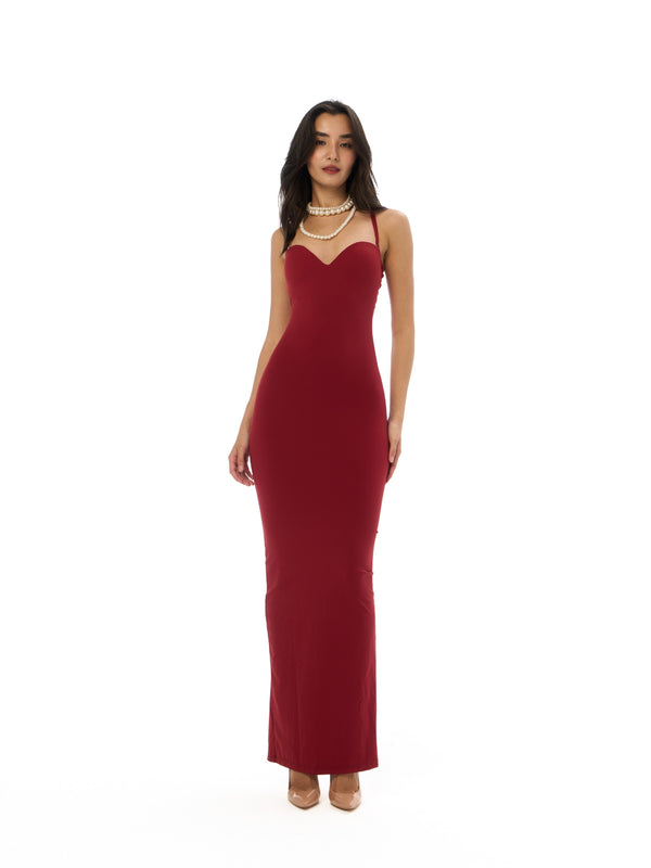 ROBE SABLIER SIRÈNE CERISE