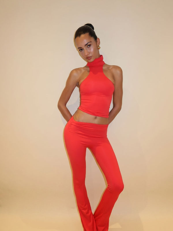 LEGGING ASYMÉTRIQUE ÉVASÉE - ROUGE