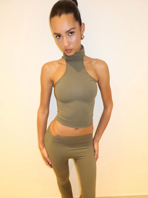 TOP COL ROULÉ OLIVE