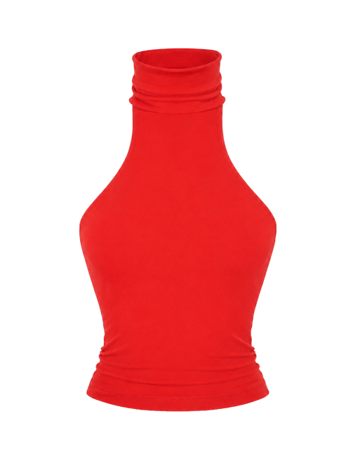TOP COL ROULÉ ROUGE