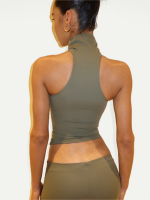 TOP COL ROULÉ OLIVE
