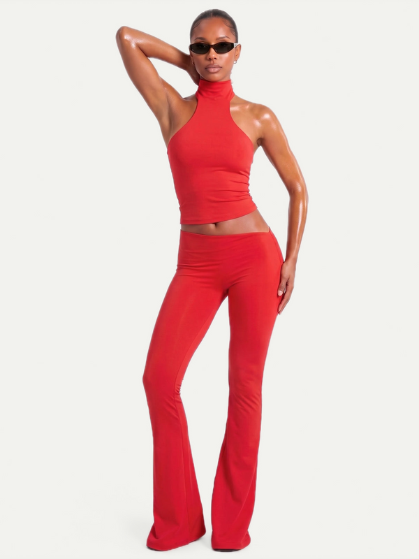 TOP COL ROULÉ ROUGE