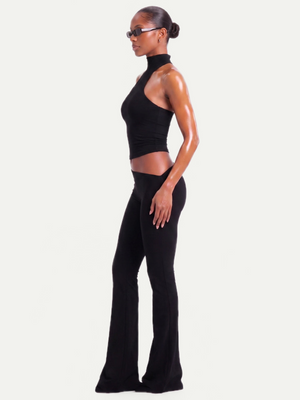 LEGGING ASYMÉTRIQUE ÉVASÉE -  NOIR