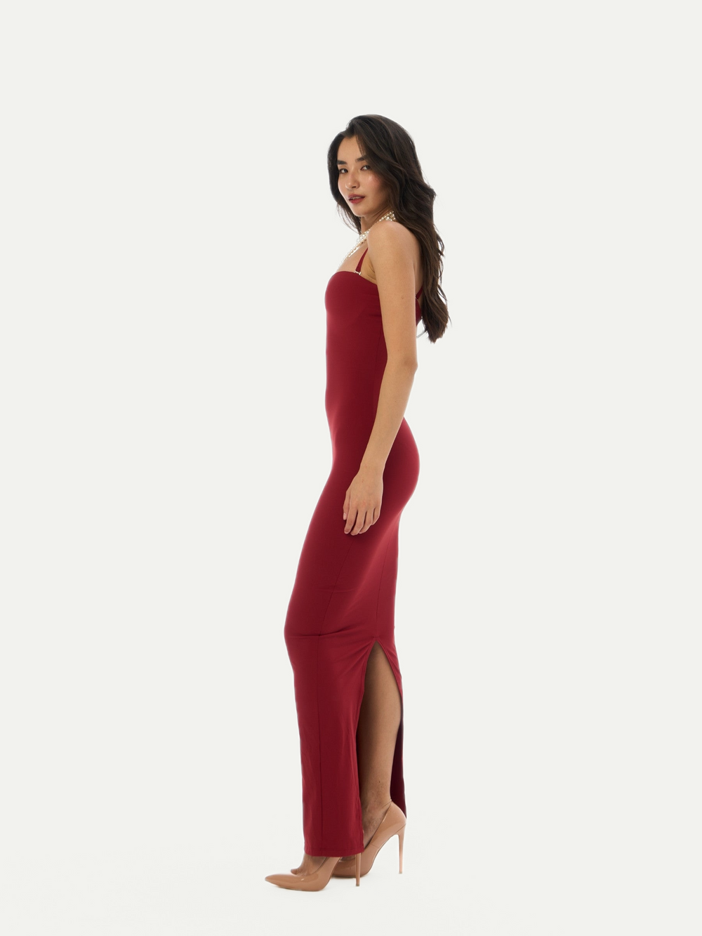 ROBE SABLIER SIRÈNE CERISE