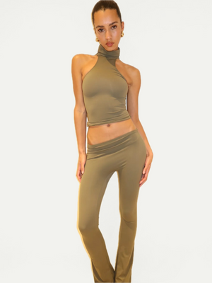 LEGGING ASYMÉTRIQUE ÉVASÉE - OLIVE