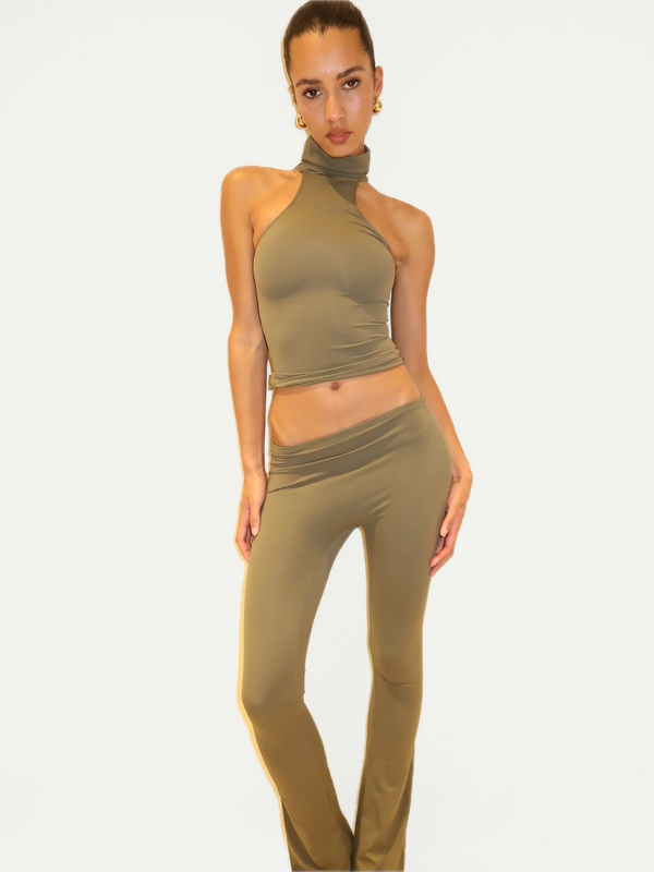 LEGGING ASYMÉTRIQUE ÉVASÉE - OLIVE