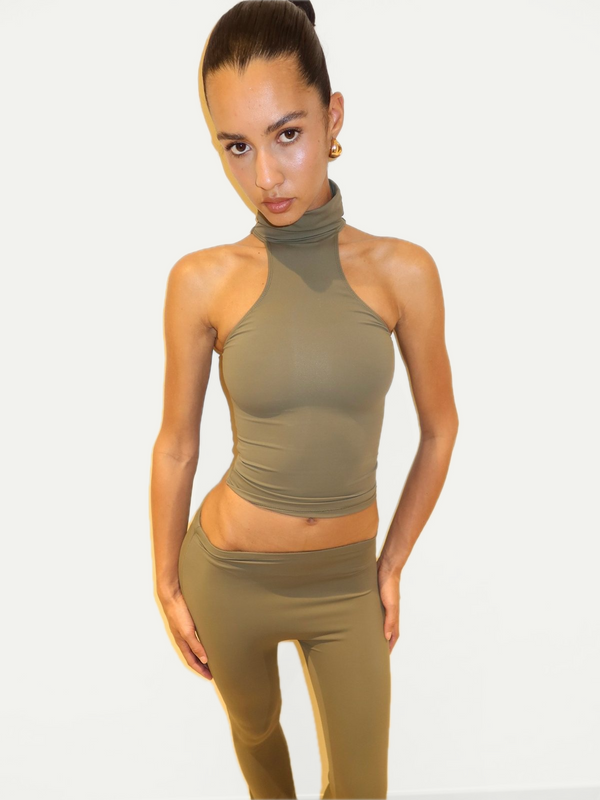 TOP COL ROULÉ OLIVE