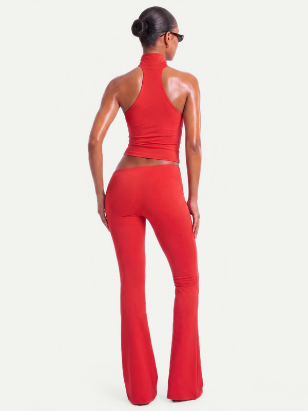 LEGGING ASYMÉTRIQUE ÉVASÉE - ROUGE