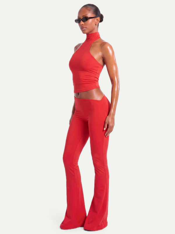 TOP COL ROULÉ ROUGE