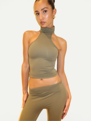 LEGGING ASYMÉTRIQUE ÉVASÉE - OLIVE