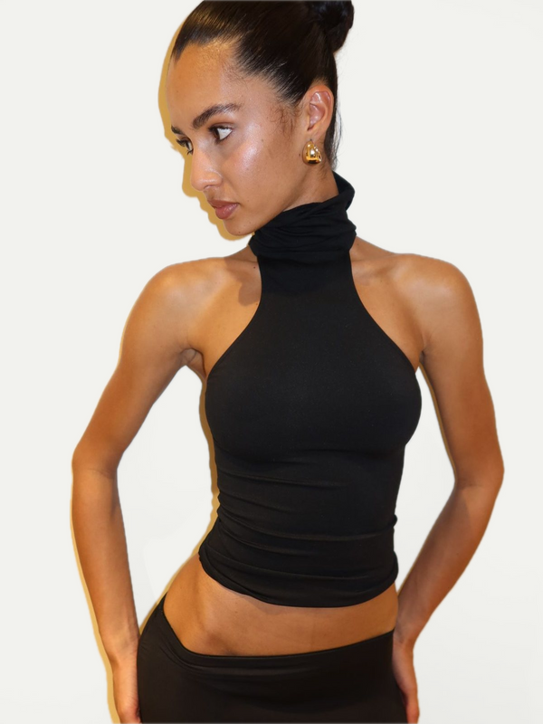 TOP COL ROULÉ  NOIR
