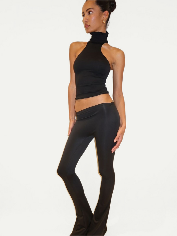 LEGGING ASYMÉTRIQUE ÉVASÉE -  NOIR