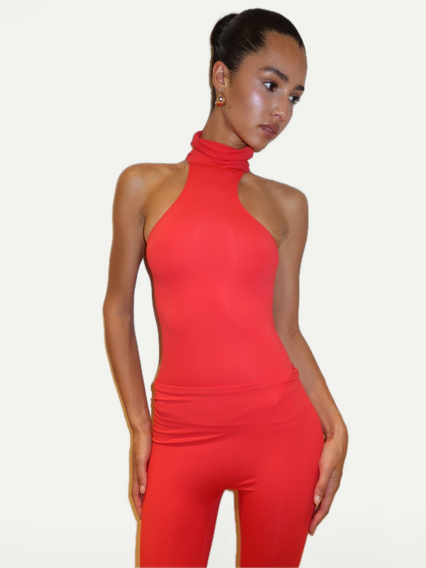 LEGGING ASYMÉTRIQUE ÉVASÉE - ROUGE