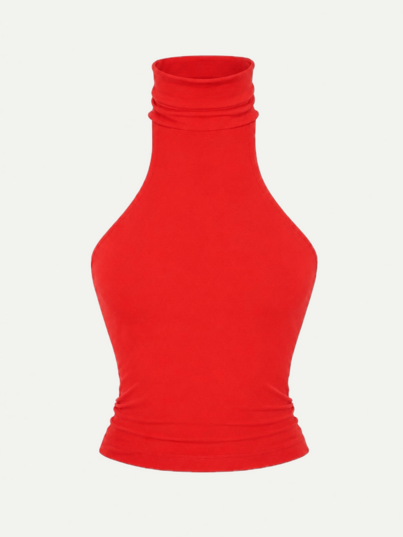 TOP COL ROULÉ ROUGE